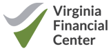 A green and white logo for the virginia financial center.